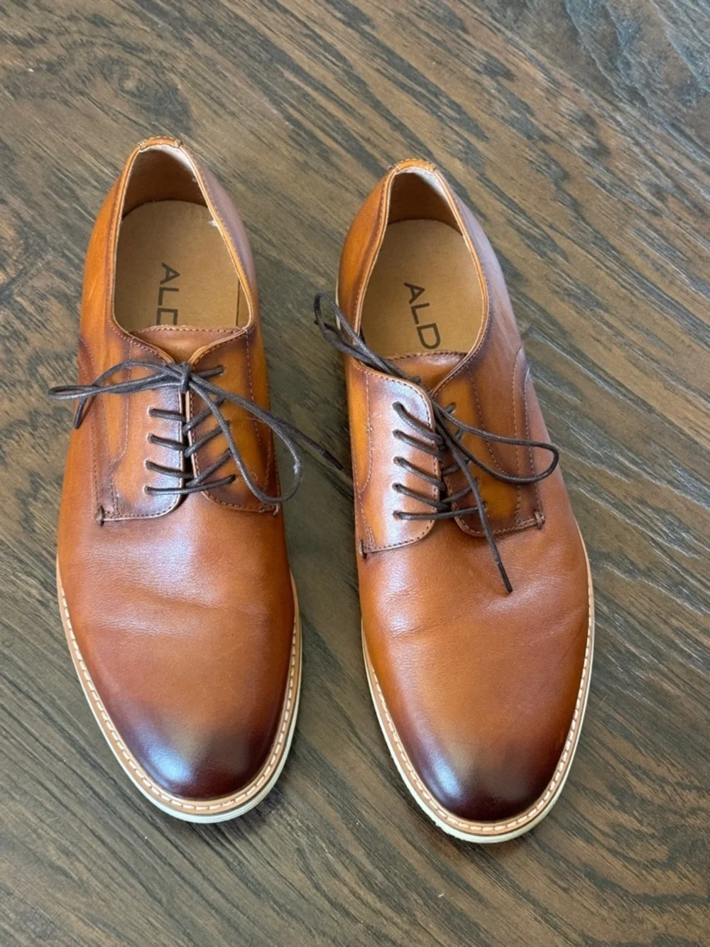 ALDO Men’s Tan/Brown Leather Derby Shoes